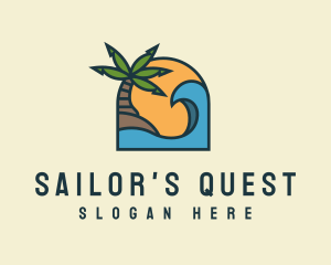 Tropical Beach Island logo design