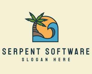 Tropical Beach Island logo design