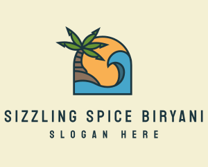 Tropical Beach Island logo design