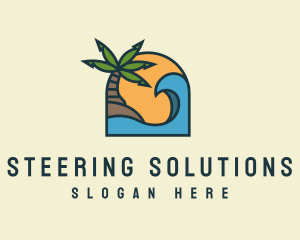 Tropical Beach Island logo design