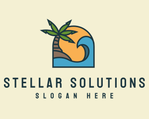 Tropical Beach Island logo design