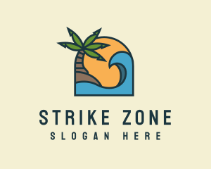 Tropical Beach Island logo design