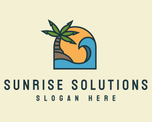 Tropical Beach Island logo design