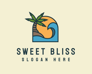 Tropical Beach Island logo design