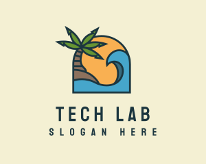 Tropical Beach Island logo design