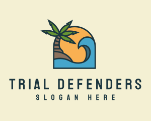 Tropical Beach Island logo design