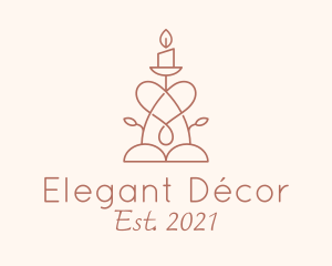 Decorative Heart Candle  logo design