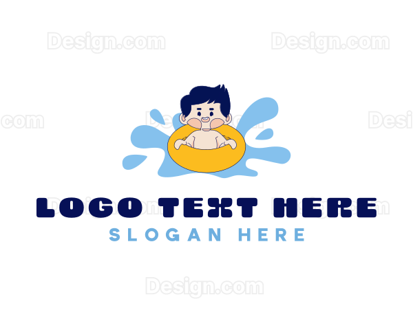 Kid Swimming Floatie Logo