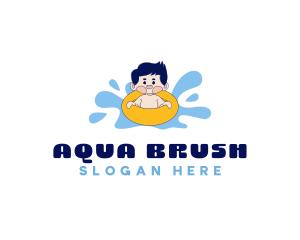 Kid Swimming Floatie logo design