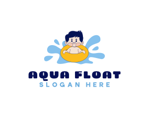 Kid Swimming Floatie logo design