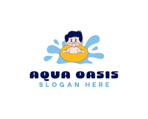 Kid Swimming Floatie logo design