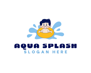 Kid Swimming Floatie logo design