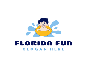 Kid Swimming Floatie logo design