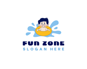 Kid Swimming Floatie logo design