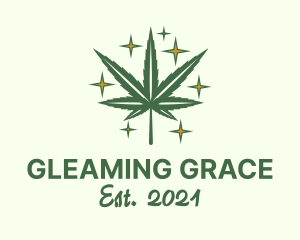 Sparkling Marijuana Leaf logo design