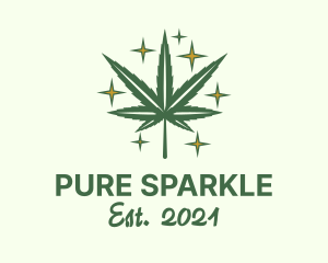 Sparkling Marijuana Leaf logo design