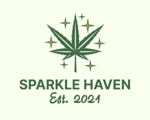 Sparkling Marijuana Leaf logo design