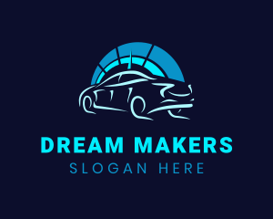 Blue Car Speedometer logo design