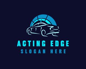 Blue Car Speedometer logo design