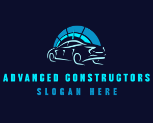 Blue Car Speedometer logo design