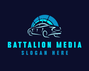 Blue Car Speedometer logo design