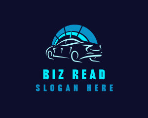 Blue Car Speedometer logo design