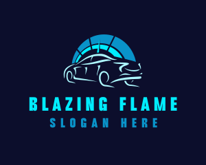 Blue Car Speedometer logo design