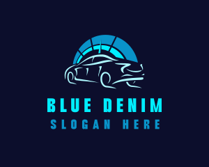 Blue Car Speedometer logo design