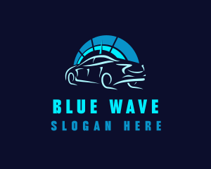 Blue Car Speedometer logo design