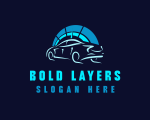 Blue Car Speedometer logo design