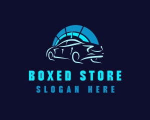 Blue Car Speedometer logo design