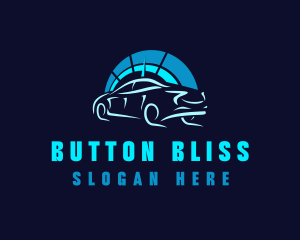 Blue Car Speedometer logo design