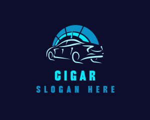 Blue Car Speedometer logo design