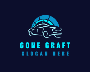 Blue Car Speedometer logo design