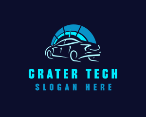 Blue Car Speedometer logo design