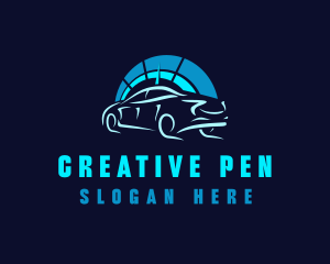 Blue Car Speedometer logo design