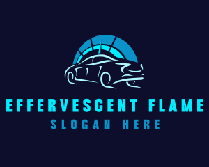 Blue Car Speedometer logo design