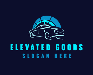 Blue Car Speedometer logo design