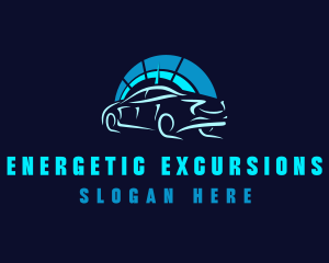 Blue Car Speedometer logo design