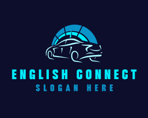 Blue Car Speedometer logo design