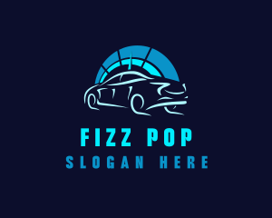 Blue Car Speedometer logo design