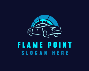 Blue Car Speedometer logo design