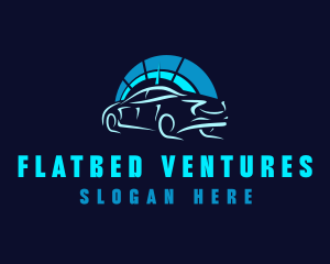 Blue Car Speedometer logo design