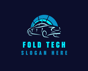 Blue Car Speedometer logo design