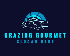 Blue Car Speedometer logo design