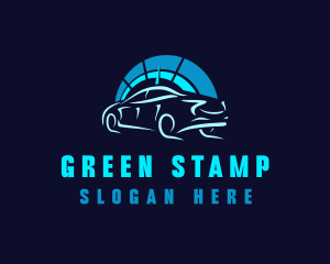 Blue Car Speedometer logo design