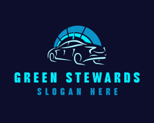 Blue Car Speedometer logo design