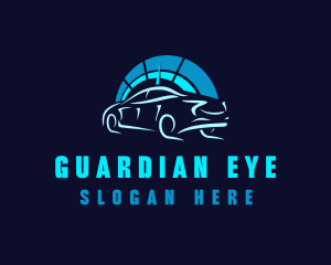 Blue Car Speedometer logo design