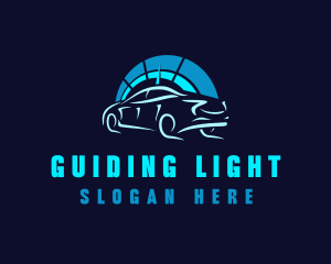 Blue Car Speedometer logo design