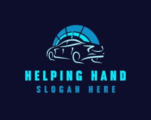 Blue Car Speedometer logo design